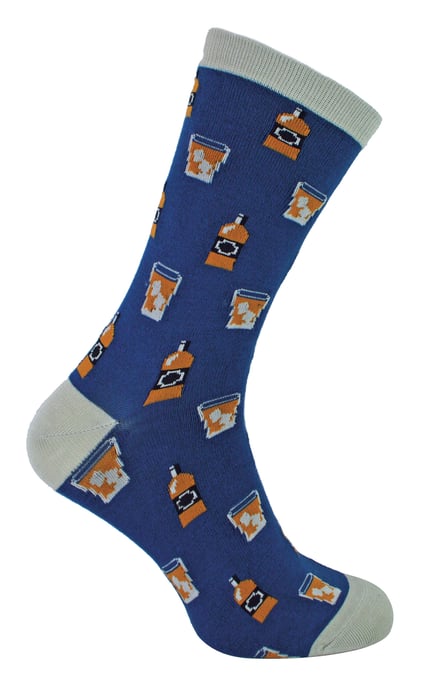 Mr Heron - Bamboo Funny Whiskey Patterned Dress Socks - Whiksy (Navy) - Image 1
