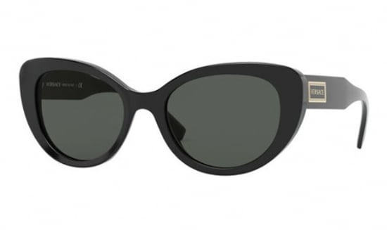 Versace Oval plastic Unisex Sunglasses Shiny Black / Grey
