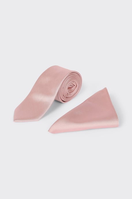 Slim Light Pink Tie And Pocket Square Set - Image 2