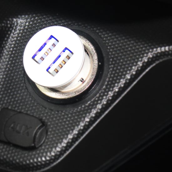 Powerz 2.4Amp Dual USB Port Car Charger - White