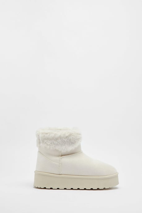 Faux Fur Platform Mini Ankle Boots