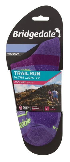 Bridgedale - Womens Running Ultralight Sport Low Socks - Purple - Image 2