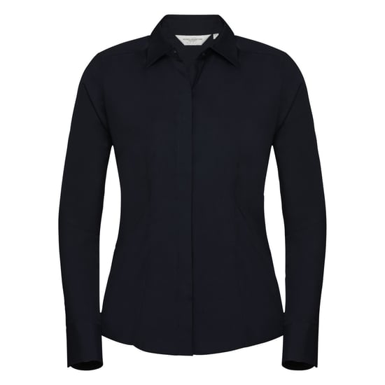 Russell Collection Dames/Dames Polycotton Slim Shirt met Lange Mouwen (Franse marine) - Image 1
