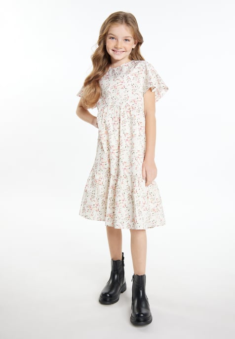 Dreimaster Dress wool white flower - Image 2