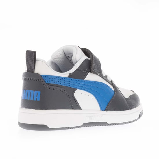 Boy's Puma Juniors Rebound V6 Trainers in White blue grey - Image 3