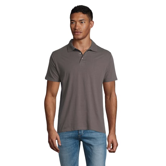 SOLS Heren Prescott Jersey Poloshirt (Donkergrijs) - Image 1