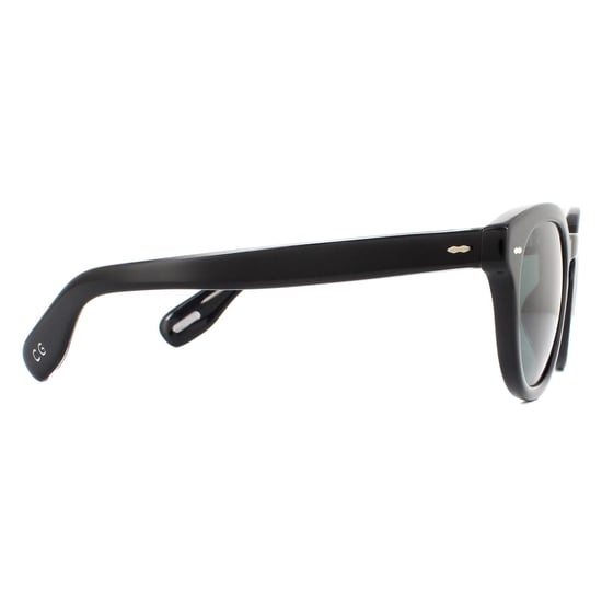 Oliver Peoples Round Unisex Black Blue Polarized Sunglasses