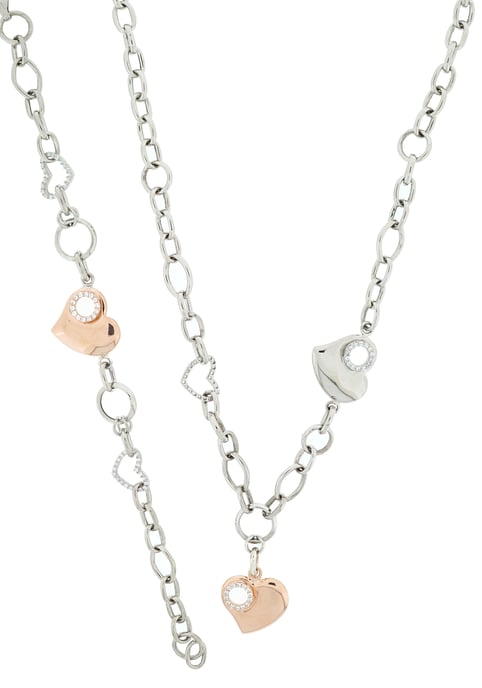 Orphelia Women's 925 Sterling Silver Set: Chain + Bracelet - Silver/Rose SET-049 - Image 4