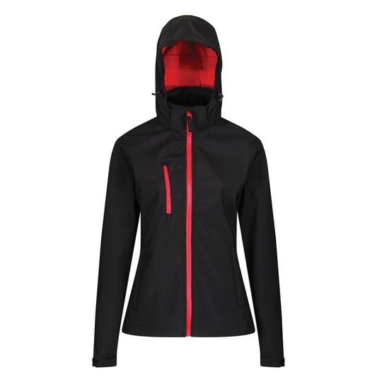 Regatta Womens/Ladies Venturer Hooded Soft Shell Jacket (Black/Classic Red)