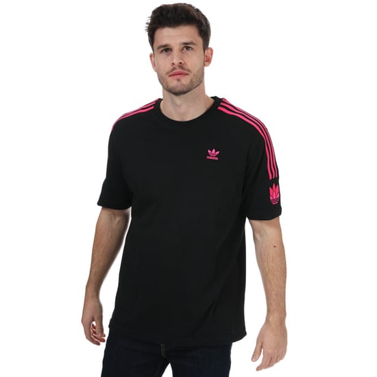 Men's adidas Originals Adicolor 3D Trefoil 3-Stripes T-Shirt in black pink