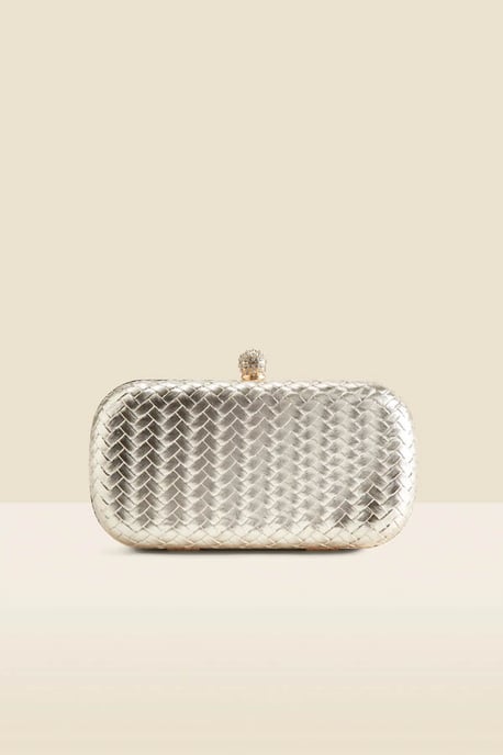 Gold Woven Clutch Bag