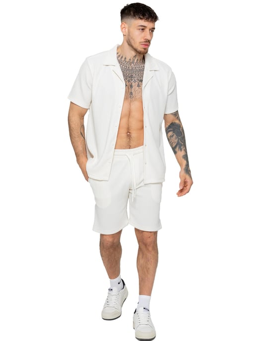Enzo | Mens Textured Shirts & Shorts Set - Image 2