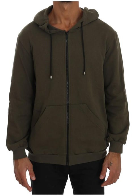 Daniele Alessandrini Men's Green Full Zipper Hodded Cotton Sweater - Image 1