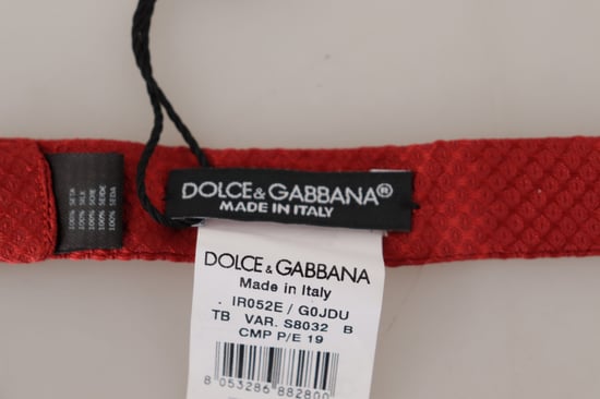 Dolce & Gabbana Red 100% Silk Adjustable Neck Papillon Men's Tie - Image 4