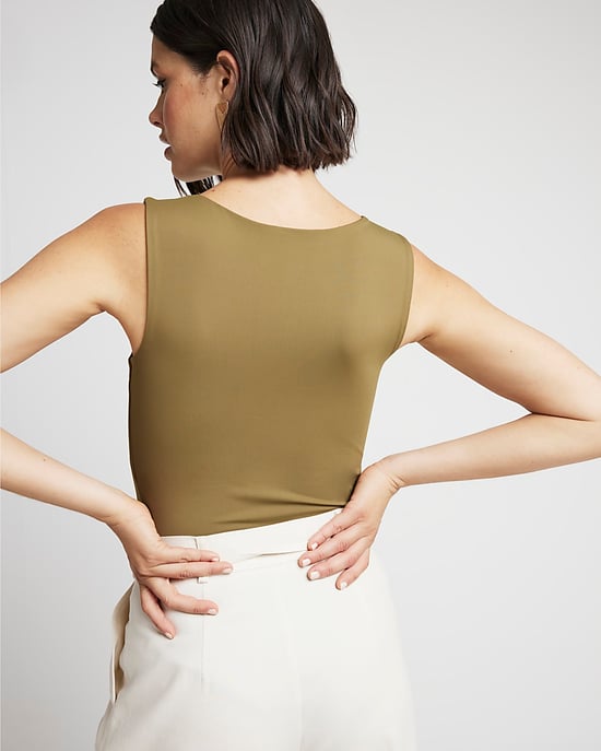 River Island Womens Bodysuit Khaki V Neck