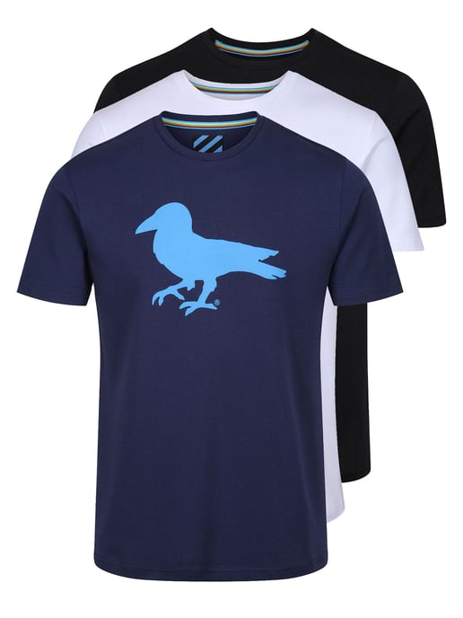 Modern Amusement Cali Crow 3 Pack T-shirt in Black White Navy - Image 1