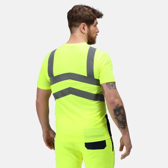 Regatta Mens Pro High-Vis Short-Sleeved T-Shirt (Yellow/Navy)