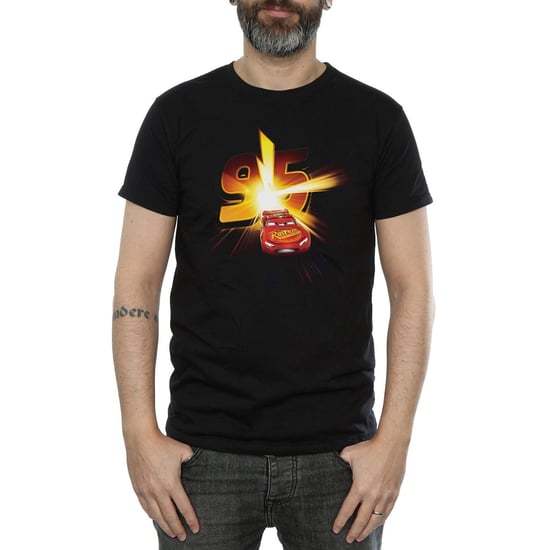 Disney Mens Cars Lightning McQueen Burst T-Shirt (Black)