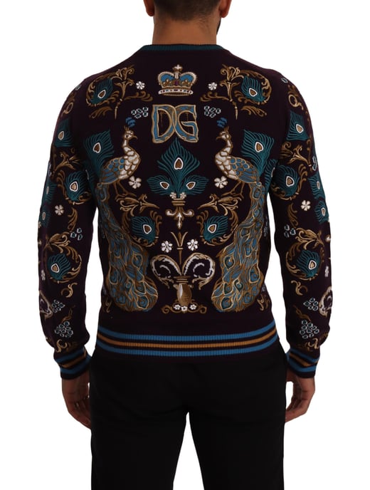 Dolce & Gabbana Heren Bordeaux Kasjmier DG Kroon Geborduurde Trui - Image 3