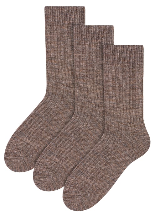 3 Pairs Multipack Mens Alpaca Wool Socks | Steven | Winter Thick Warm Boot Socks - Beige - Image 1