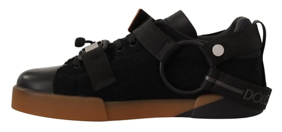Dolce & Gabbana Men's Black Leather Low Top Casual Sneakers
