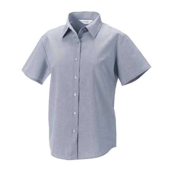 Russell Collection Womens/Ladies Oxford Short-Sleeved Shirt (Silver)