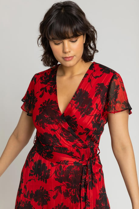 Floral Print Wrap Midi Dress
