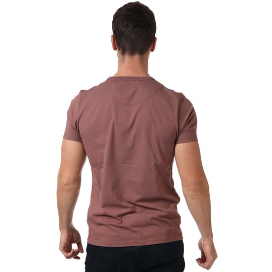 Men's Pretty Green Minoris Logo T-Shirt in Burgundy - Image 2