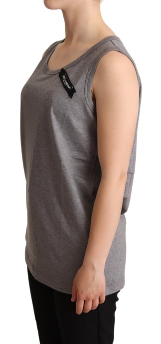 Dolce & Gabbana Women's Gray Sleeveless Round Neck Tank Top T-shirt - Image 2
