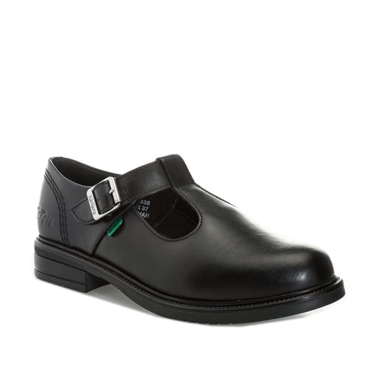 Girl's Kickers Junior Lach T-Bar Leather Shoes in Black
