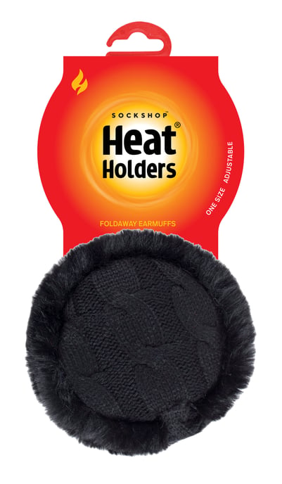 Heat Holders - Ladies Winter Warm Knitted Ear Muffs | Faux Fur | Cold Weather - Black - Image 2