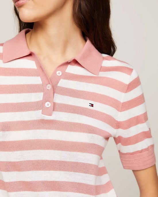 Tommy Hilfiger Lyocell Short Sleeve Womens Polo Sweatshirt - Image 2