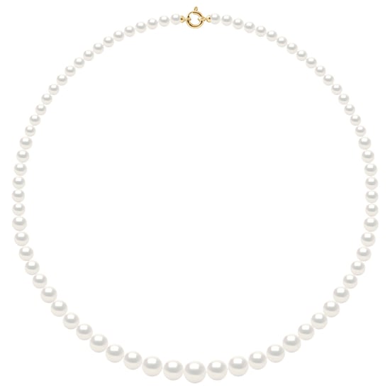 Necklace Row Princess falling - Real Cultured Freshwater Pearls Round from 12 to 6 mm - Image 1
