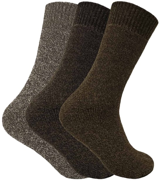 3 paar dikke wandelsokken van thermo wolmix voor heren - Bruin - Image 1