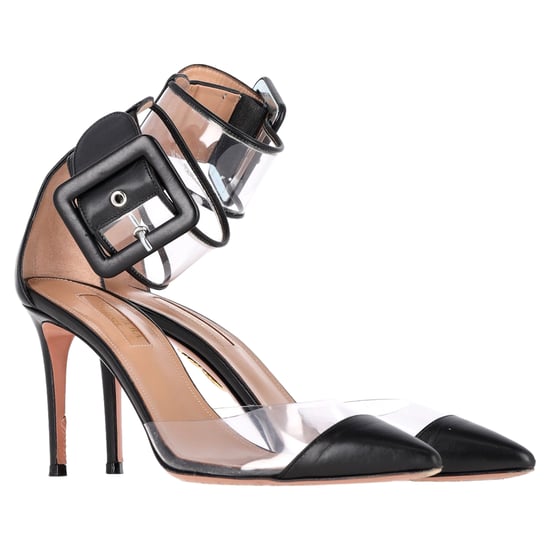 Aquazzura PVC Ankle Strap Sandals in Black Leather - Image 2