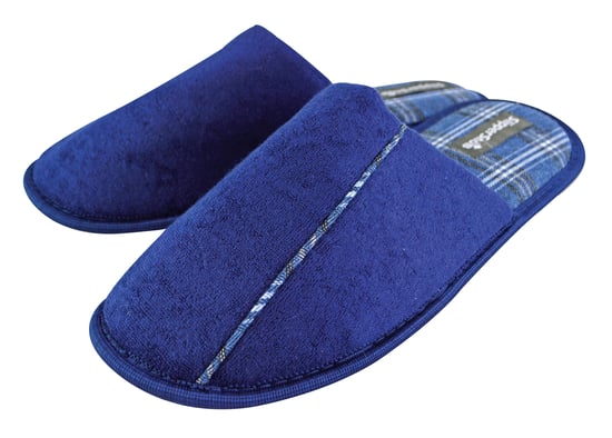 Slipper Snob - Mens Indoor Slip On Mule Slippers | Plain Top Checked Sole | Memory Foam - Navy - Image 2