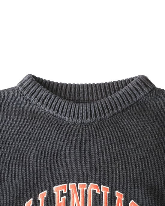 Balenciaga Oversized Broderad Collegemärke Tröja i Mörkblå Bomull - Image 3