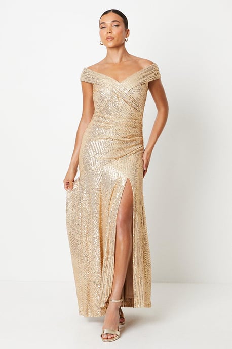 Petite Sequin Bardot Maxi Dress Petite Sequin Bardot Maxi Dress