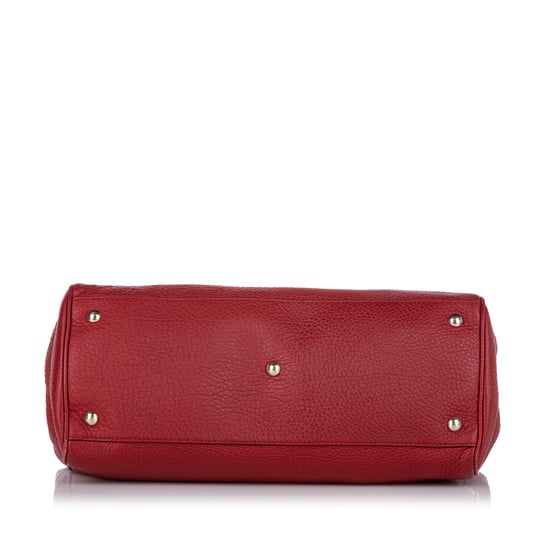 Vintage Gucci Bamboo Shopper Leather Satchel Red - Image 4