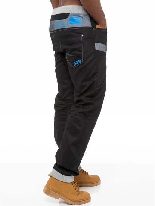 Enzo | Jeans med manschetter i denim för herrar - Svart/blå - Image 4