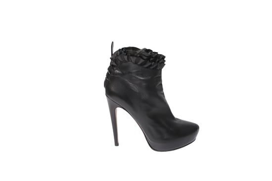 Alaia Ruffled Ankle Boots in Black Leather - Image 1