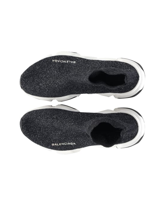 Balenciaga Glanzende Speed Sneakers in Zwart en Zilver Polyester - Image 5
