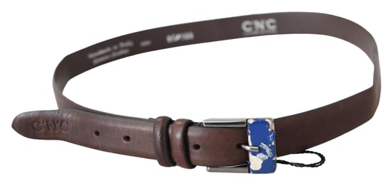 Costume National Women's Brown Genuine Leather Silver Buckle Belt