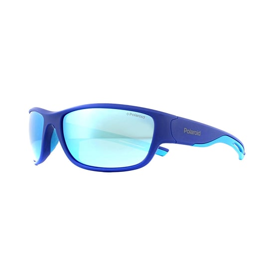 Polaroid Sport Wrap Mens Blue Blue Mirror Polarized Sunglasses