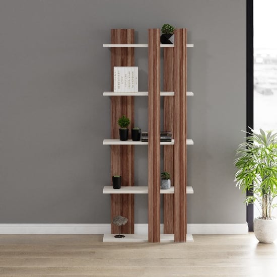 HOMEMANIA Tiny Bookcase, in Wallnut, White