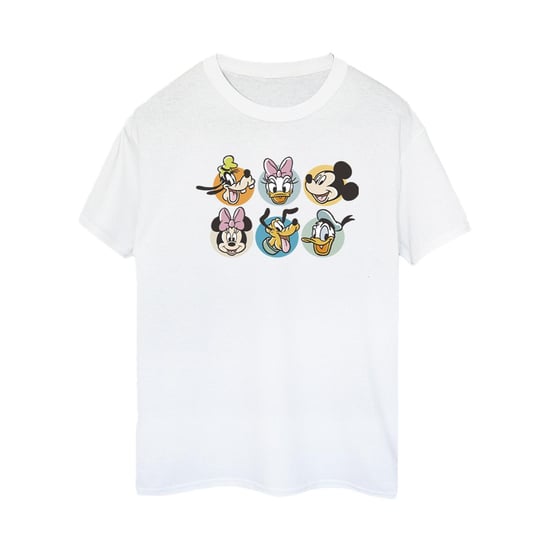Disney Womens/Ladies Mickey Mouse And Friends Faces Cotton Boyfriend T-Shirt (White)