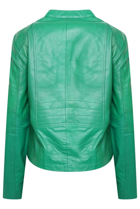 Pelle D’annata Ladies Real Leather Biker Jacket in Cool Green