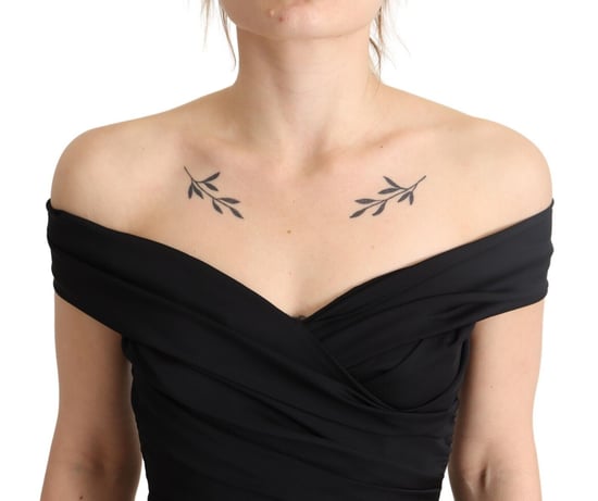 Dolce & Gabbana Zwarte Zijde Off-Shoulder Lichaam Aansluitend Jurk voor Vrouwen - Image 4