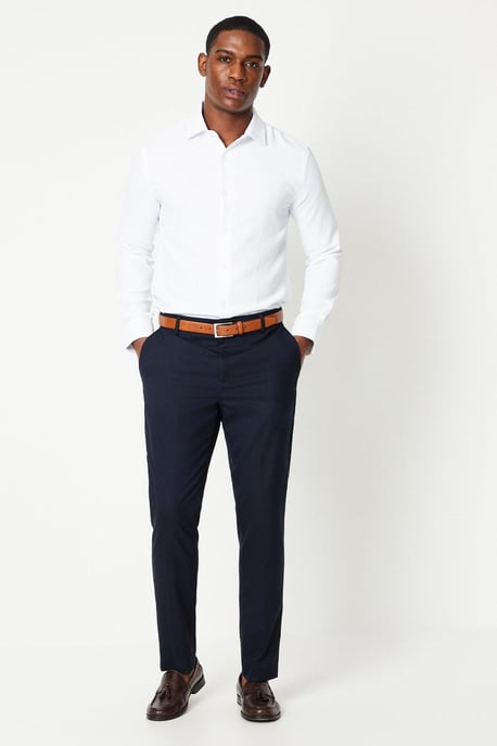 White Skinny Fit Long Sleeve Easy Iron Shirt - Image 2