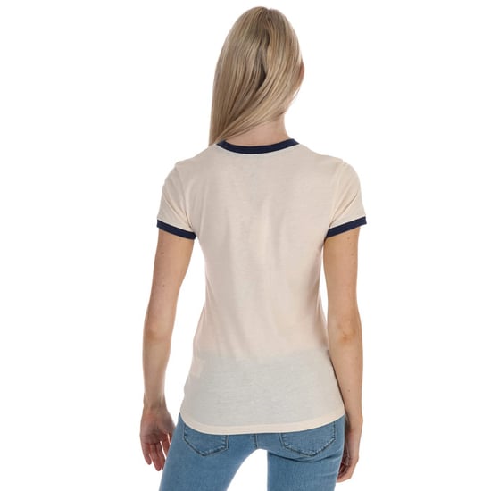 Women's Brave Soul Rainbow Ringer T-Shirt in Cream